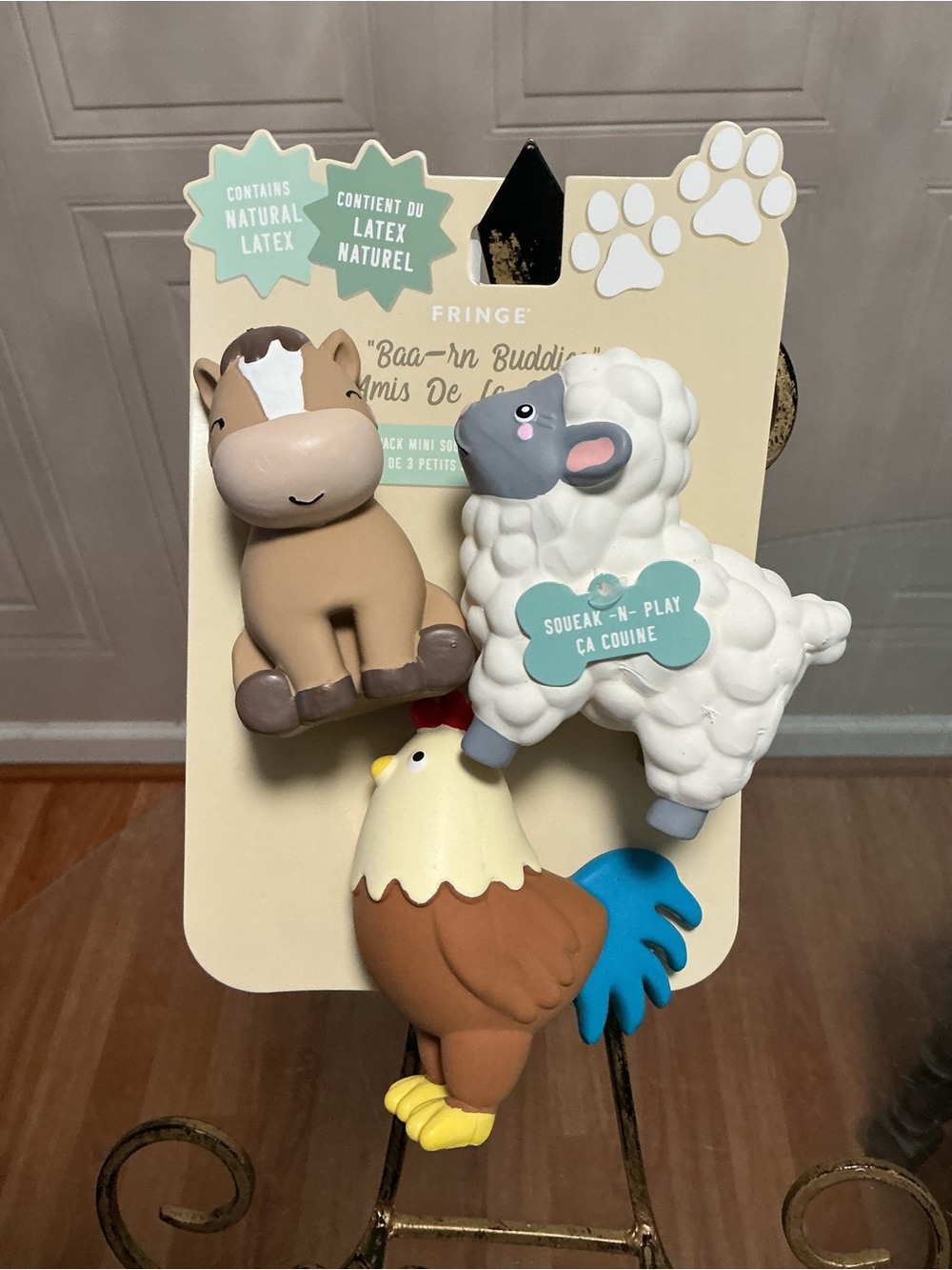 Fringe - Set Of 3 - "FARMYEARD FRIENDS" Squeaky Latex Puppy/Dog Toy NEW